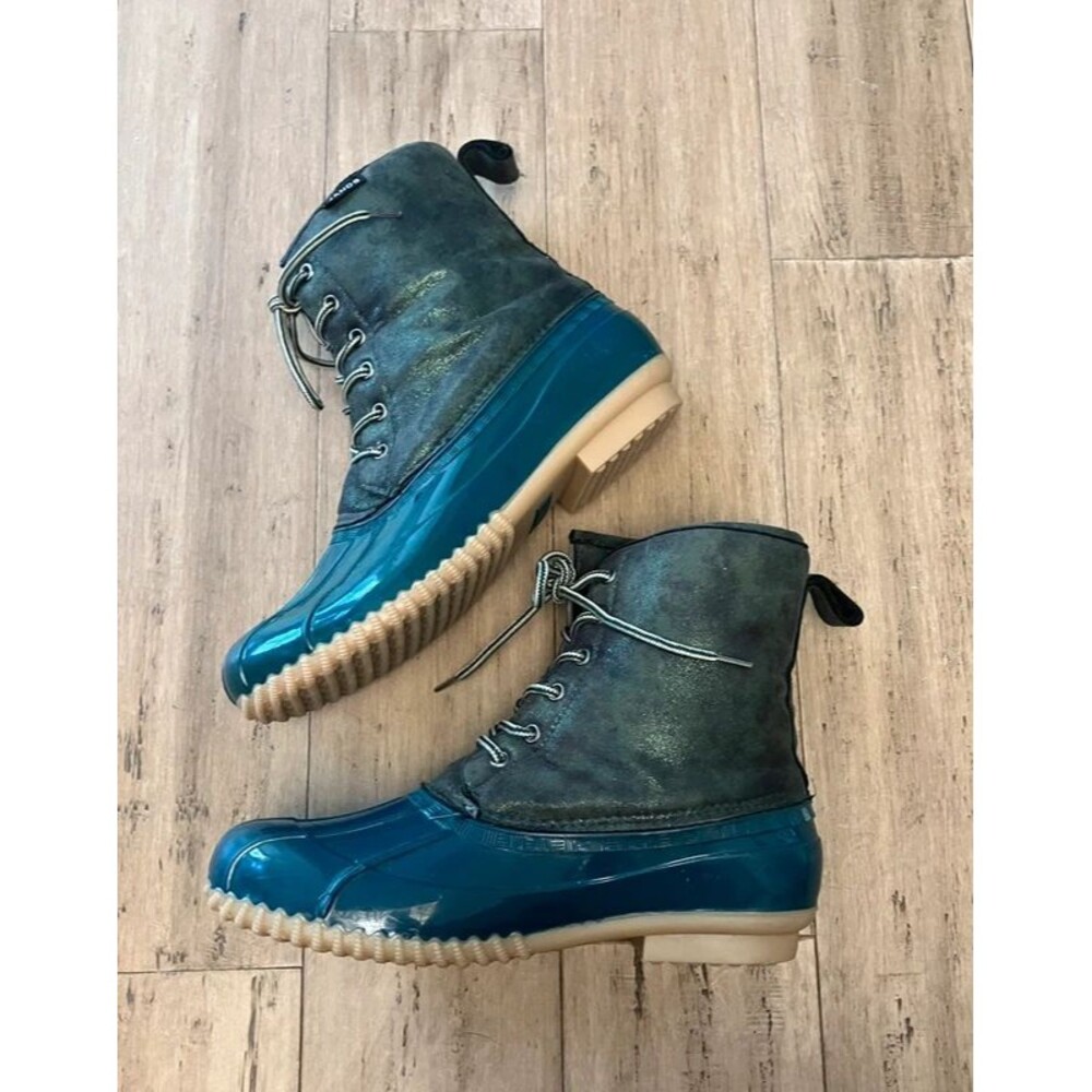 Jands green upper lace rubber sole women’s winter lined ankle boots size 10